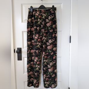 Vintage 90s black floral pants xs